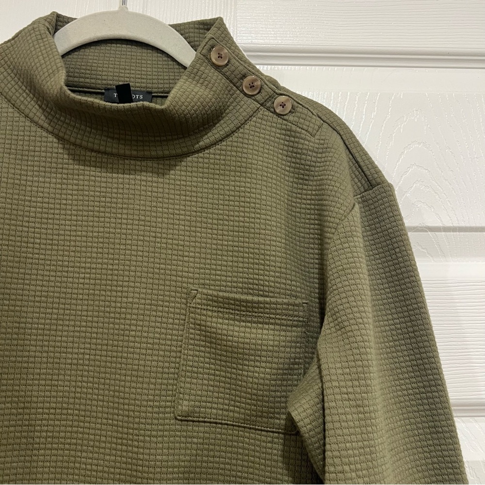 Talbots Button Mockneck Pullover Burnt Olive Gree… - image 3